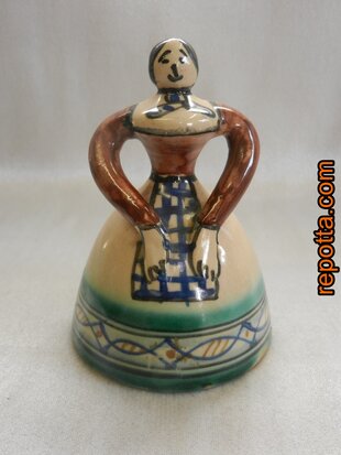 vintage gesigneerde keramische lady tafelbel