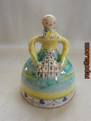 vintage gesigneerde keramische lady tafelbel